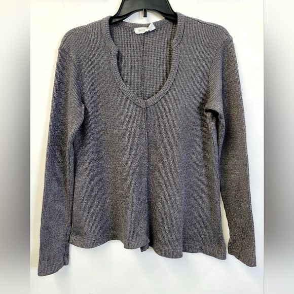 Wilt Gauzy Waffle Knit Long Sleeve Top